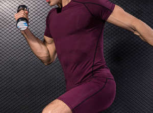 Camiseta de entrenamiento de compresión de manga corta para hombre, Camiseta deportiva de secado rápido, ropa de entrenamiento de capa Base atlética para correr en el gimnasio - Product Image 2