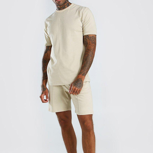 Men's High Quality Summer Casual 2-Piece <b>Set</b> Breathable Heavy Cotton Short Sleeve T-Shirt Printed Fleece Shorts Plus Size Solid - Product Image 5