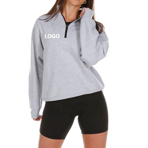 เสื้อสเวตเชิ้ตผู้หญิงแบบซิป 1/4  ผ้าฝ้าย 100% คุณภาพพรีเมียม น้ำหนักเบา แห้งเร็ว รับสกรีนโลโก้ตามสั่ง - Product Image 1