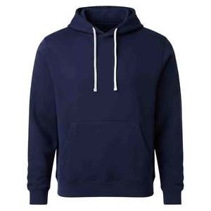 Sudadera con Capucha Personalizada para Hombre, Azul Marino con Contraste Blanco, con Cordón, de Felpa, Estilo Clásico Urbano, Venta al por Mayor de Fábrica, MOQ Bajo, al por Mayor - Product Image 1