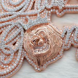 Pendentif à breloque logo diamant rond 4CT Pendentif en or rose 14 carats Finition - Product Image 2