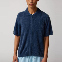 Polo vierge de créateur avec logo personnalisé pull-over à manches courtes en tricot avec fermeture éclair pour hommes pull-over cardigan tricoté en mohair floue pour hommes
