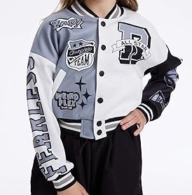 แจ็กเก็ตทีมวิทยาลัยแจ็กเก็ตผ้าปะตัวอักษรผ้ากำมะหยี่เสื้อคลุมสไตล์เบสบอลส่วนบุคคลเสื้อโค้ทแฟชั่นทีมวิทยาลัยสำหรับผู้หญิง - Product Image 2