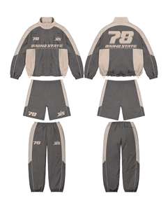 Survêtements pour hommes en nylon épais Ensemble de trois pièces avec logo personnalisé Grande taille OEM ODM Coupe-vent de sports d'hiver Panneau anti-pluie - Product Image 5