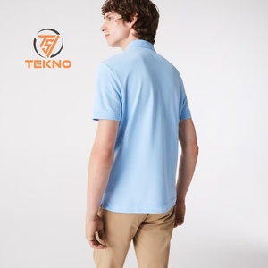 Logo brodé personnalisé coupe normale 100% Polo en piqué de coton stretch vert foncé avec patte de boutonnage et côtes dissimulées - Product Image 2