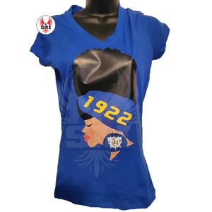 Venta al por mayor griega Sigma Gamma Rho Sorority cuello en V algodón en relieve media manga ropa deportiva transpirable camisas para mujeres - Product Image 3