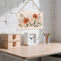 Décoration murale en bois style bohème avec fleurs sauvages, 30x20cm, paysage, panneau MDF, corde de jute, imprimé botanique eucalyptus, pour la maison et le jardin