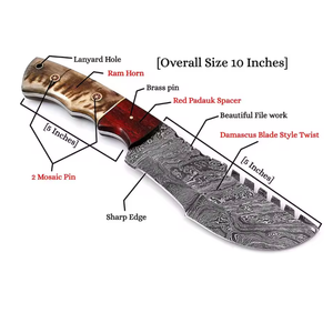 Couteau de chasse Bowie Tracker en acier Damas fait main, lame à pointe tombante, qualité supérieure, support OEM/ODM personnalisé en gros - Product Image 3