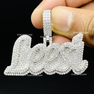 Pendentif en or 10 carats plaqué or, serti de diamants de laboratoire, personnalisé, unisexe, hip-hop, rond, taille brillant, lettre - Product Image 2