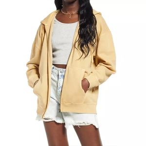 Sudadera con capucha para mujer, de algodón, y cordón con cremallera frontal, bolsillo frontal, alta calidad - Product Image 5