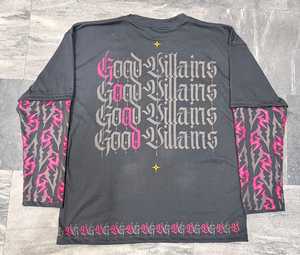 เสื้อยืดพิมพ์ลายสกรีนออกแบบได้เองเสื้อยืดแขนยาวสองชั้นสีดำและสีชมพู - Product Image 5