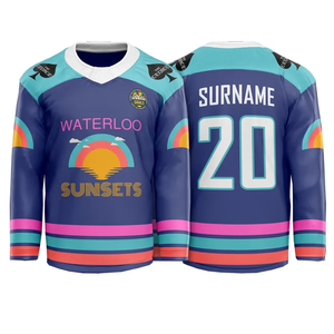 เสื้อเจอร์ซีย์ปักลายทแยงเสื้อฮอกกี้ชุดทีมพิมพ์ลายเสื้อฮอกกี้ - Product Image 4