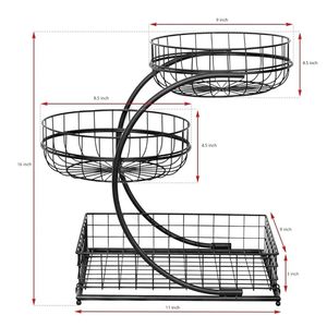 Best Selling Handcrafted Iron Fruit <b>Basket</b> With <b>Wooden</b> Top Lid Perfect For Adding Artistic Touch To Kitchen Counters - Product Image 4