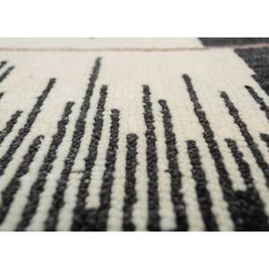 Alfombra de Lana Anudada a Mano LCA-877, Diseño Gris Manifest con Rayas Negras, para Sala de Estar, Pasillo, Diseño Rectangular Tipo Rompecabezas, 10 mm - Product Image 3