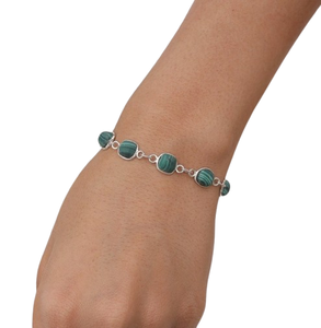 925 sello sólido mejor calidad diseñador boda regalo joyería 925 plata esterlina hecha a mano piedras preciosas malaquita Spinner pulsera - Product Image 1