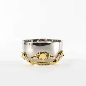 Bols classiques pour la cuisine, la maison, l'hôtel, le restaurant, les dattes, les fruits, bol de service rond en argent fait à la main - Product Image 2