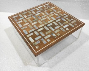 Premium Transparent Acrylic Candy Gift <b>Box</b> with Opulent Mother of Pearl Inlay <b>Lid</b> Personalized for Arabic Festive Celebrations - Product Image 1