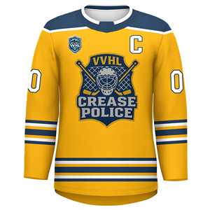 Camiseta de Hockey Personalizada, Ropa de Equipo, Negra, Naranja y Blanca a Rayas, Cuello en V, Números y Letras Cosidos, Diseño de Logotipo, Tallas para Adultos y Jóvenes - Product Image 1