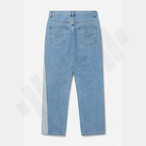 กางเกงยีนส์เดนิมทรงตรงผ้ายืด 100% ผ้าฝ้ายสำหรับผู้ชาย ทรงปกติ ล้างสี กระดุมแบบสั่งทำ กางเกงขายส่งทันสมัย จำนวนมาก - Product Image 2