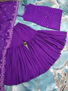 Georgette-Espejo bordado de alta calidad para mujer, traje de estilo Sharara para boda y fiesta, venta al por mayor - Product Image 6