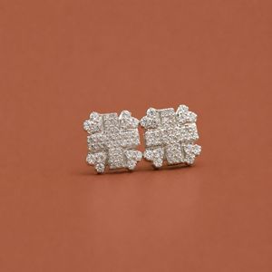 Pendientes de Plata de Ley 925 con Diseño de Barra Cruzada en Forma de Cuadrado - Product Image 2
