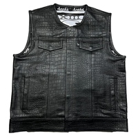 Gilets pour hommes de style motard en cuir respirant de qualité supérieure, 1,4 mm, couleur personnalisée, taille plus, avec logo personnalisé, en stock