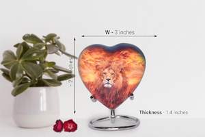 Recuerdo de León-Mini urna de cremación de corazón con soporte y caja premium-Urna de recuerdo pequeña-Honra a tu ser querido con corazón de urna - Product Image 2