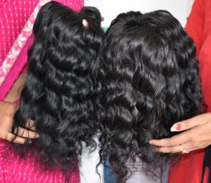 Extensiones de cabello virgen Remy sin procesar 100%, mechones ondulados de Color negro sedoso, Templo Vietnamita, proveedor indio, cabello humano - Product Image 6