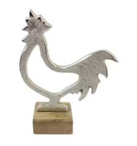 Esculturas de Gallo de Metal de la Mejor Calidad con Base de Madera, Diseño Art Deco, Hechas a Mano, Decoración para Bodas y Hogar, Tamaño y Color Personalizables - Product Image 1