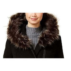 Cappotto con Cappuccio in Finta Pelliccia Nera per Ragazze Maralyn Me, Taglia Extra Small, Trench in Lana, Stampa Effetto Coniglio, Cerniera, Lungo/Corto, Cotone - Product Image 2