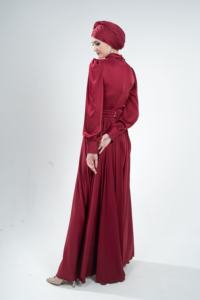 Robe abaya coupe ajustée exclusive islamique modeste couleur primevère marron avec cape pour femmes musulmanes robe de mariée modeste - Product Image 5