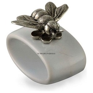 Ensemble de 3 anneaux de serviette de mariage de luxe en argent plaqué or de haute qualité, finition cuivre antique poli brillant, métal robuste - Product Image 3