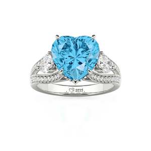 Bague de promesse Jeulia personnalisée en or rose 18 carats avec trois pierres en forme de cœur - Product Image 3