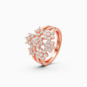 Bague de fiançailles en diamant de laboratoire de style fleur ronde avec 1,18 ct |   En or jaune, blanc et rose 9 carats - Product Image 1