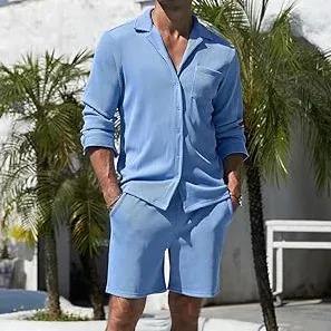 Ensembles courts d'été pour hommes en coton polaire respirant de haute qualité en gros 2 pièces décontracté imprimé High Street Style pas cher prix - Product Image 4