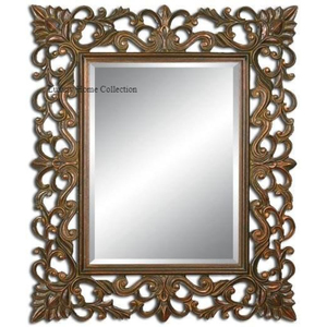 Espejo de pared decorativo de Color dorado, forma redonda, diseño en forma de hoja de gran tamaño, aspecto elegante hecho a mano, decoración para el hogar y el restaurante - Product Image 2