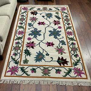 Tapis Kilim Abstrait en Laine Tissé à la Main |   Tapis moderne à tissage plat, fait main, écologique, antibactérien, pour salon, chambre à coucher, maison - Product Image 1