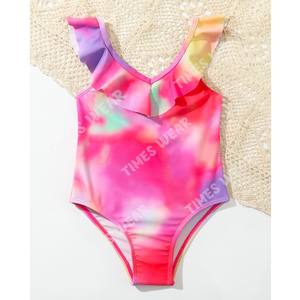 Bañador de primera calidad para niñas pequeñas, traje de baño de una pieza con volantes y lazo, para playa - Product Image 1