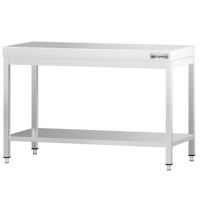 Table de centre commerciale en acier inoxydable PREMIUM - 1200x700mm - avec étagère inférieure - avec renforts croisés
