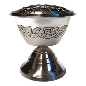 Brûleur de bakhoor en métal sculpté durable toutes saisons Brûleur d'encens décoratif en laiton argenté poli et brillant - Product Image 1