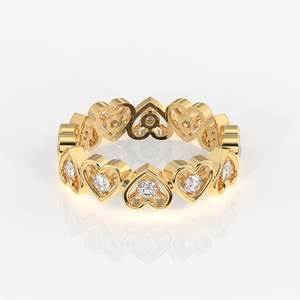 แหวนทอง 14K ประดับเพชรโมอิสซาไนต์ทรงกลม ดีไซน์รูปหัวใจแบบ Eternity Band - Product Image 1