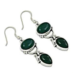 Pendientes de Plata 925 con Ónix Verde para Mujer, Regalo - Product Image 2