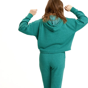 Sudadera con capucha de algodón de alta calidad para mujer, estilo deportivo informal con cremallera y logotipo personalizado, posición frontal para invierno - Product Image 4