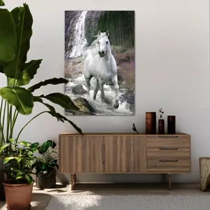 Affiche de cheval gris de style moderne sur toile pour décoration murale - Product Image 1