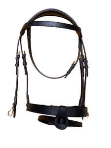 Correa de broca de brida inglesa de cuero plano de alta calidad, fabricante al por mayor, equipo de caballo snaffle, costura elegante para montar - Product Image 3