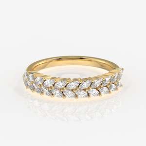 14K Gold Wedding Band with Marquise Cut Lab Grown Diamond Diamond <b>Rings</b> Product Category - Product Image 1