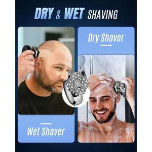Kit de Afeitado Eléctrico 6 en 1 para Hombre, Afeitadora Rotatoria para Cabeza Calva, Cortadora de Pelo Húmedo/Seco, Recargable, en Alemán, IPX7 - Product Image 1