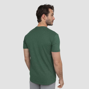 T-shirt décontracté pour homme, coupe classique, couleur unie, manches courtes, col rond, non tissé, 100 % coton, numérique, anti-plis, écologique - Product Image 3
