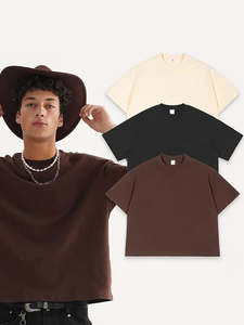 T-shirts courts surdimensionnés 3 pièces Ensemble trois pièces pour hommes Grande taille 100% coton Manches courtes Couleur unie Décontracté Extérieur - Product Image 2