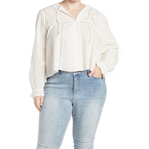 Top in chiffon Treasure & Bond Shiffly con scollo all'americana e occhielli, colore avorio, taglia 3X - Product Image 4